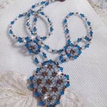 Arabesque necklace mounted with Swarovski crystals, glass spinners and seed beads.